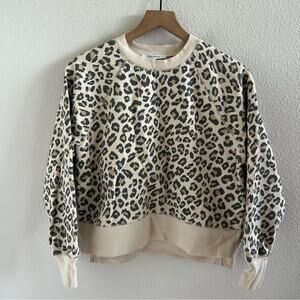 Frame Denim Animal Leopard Print Pullover Terry Carmel Multi Small